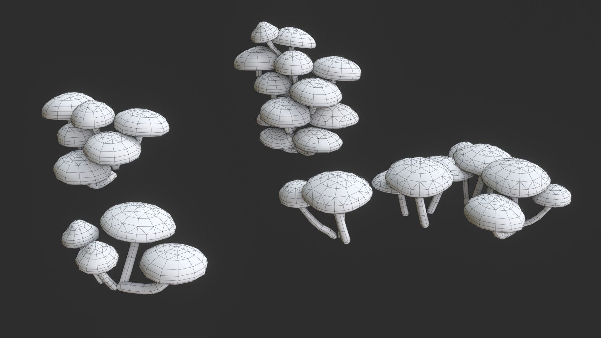 Sheathed Woodtuft Mushrooms Set Low-poly 3D model_15
