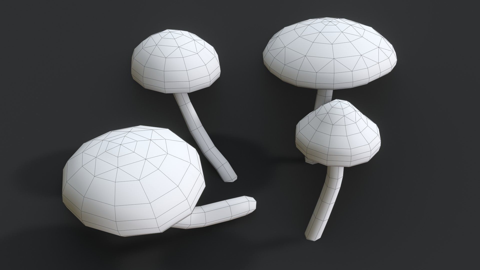 Sheathed Woodtuft Mushrooms Set Low-poly 3D model_11