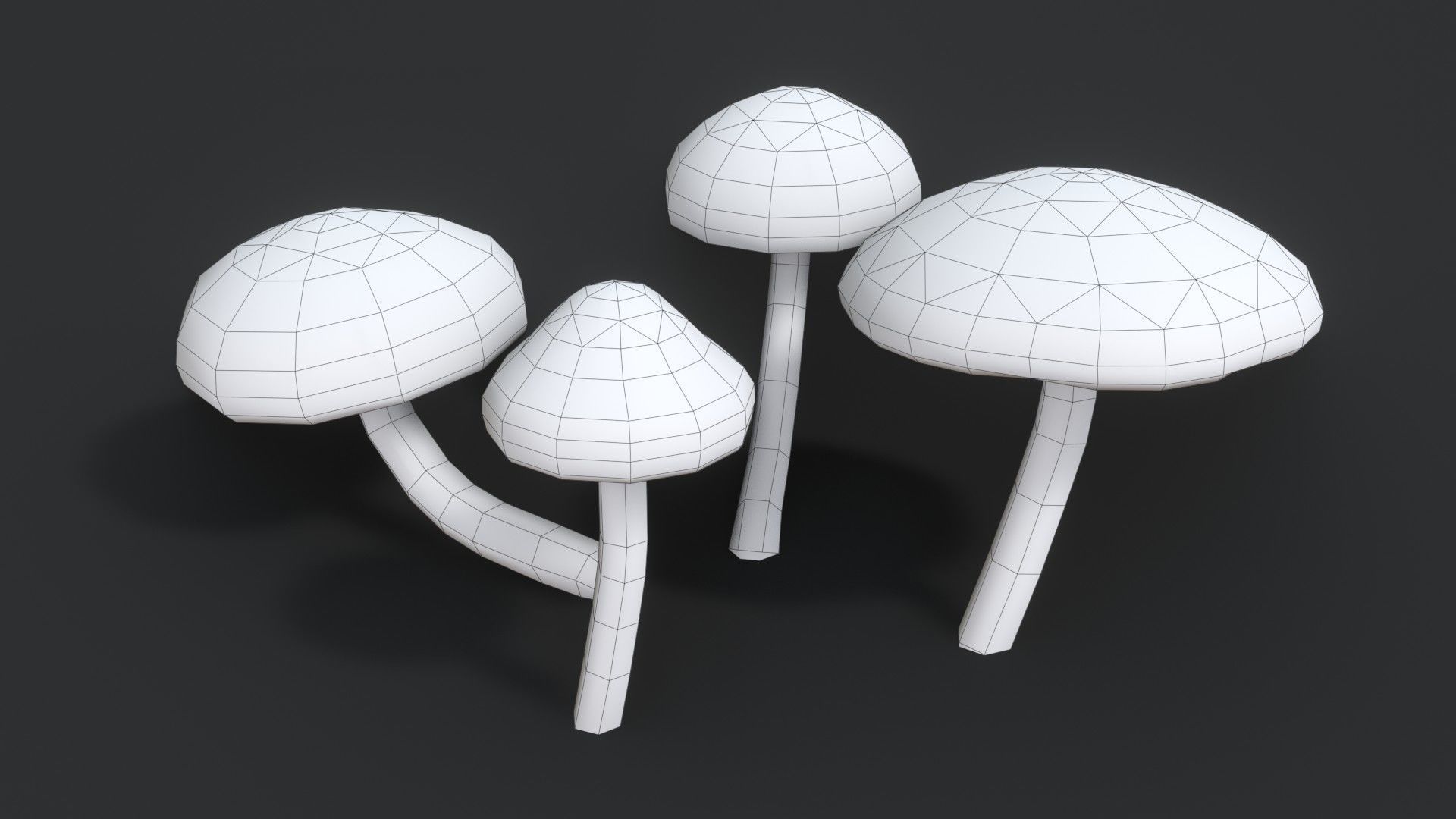 Sheathed Woodtuft Mushrooms Set Low-poly 3D model_10