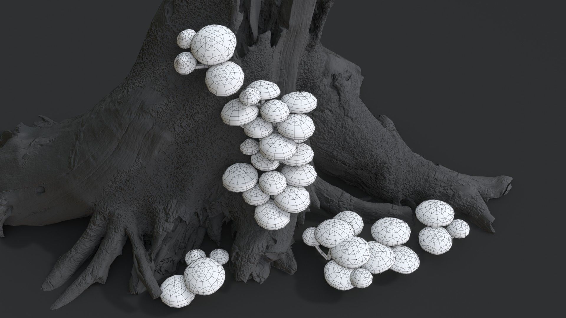 Sheathed Woodtuft Mushrooms Set Low-poly 3D model_16