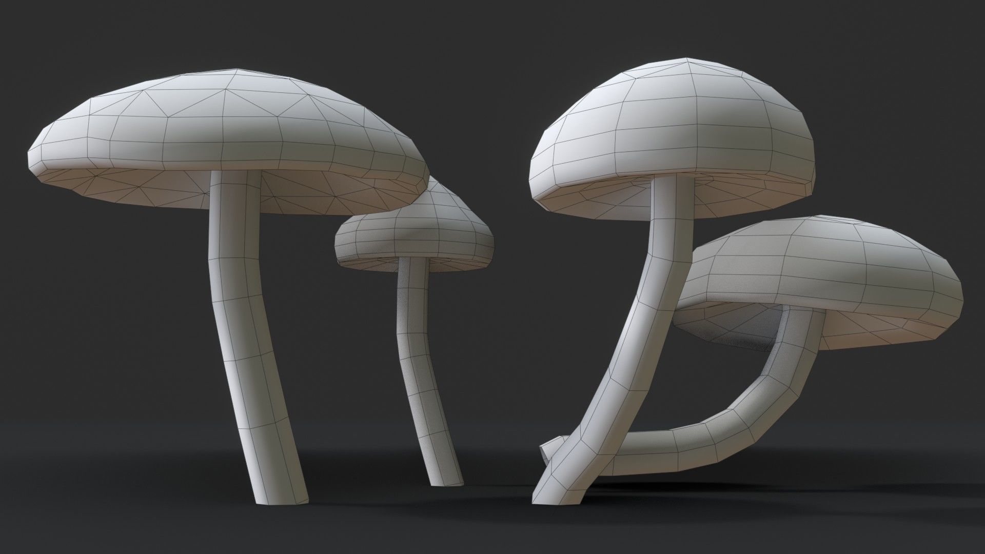 Sheathed Woodtuft Mushrooms Set Low-poly 3D model_13