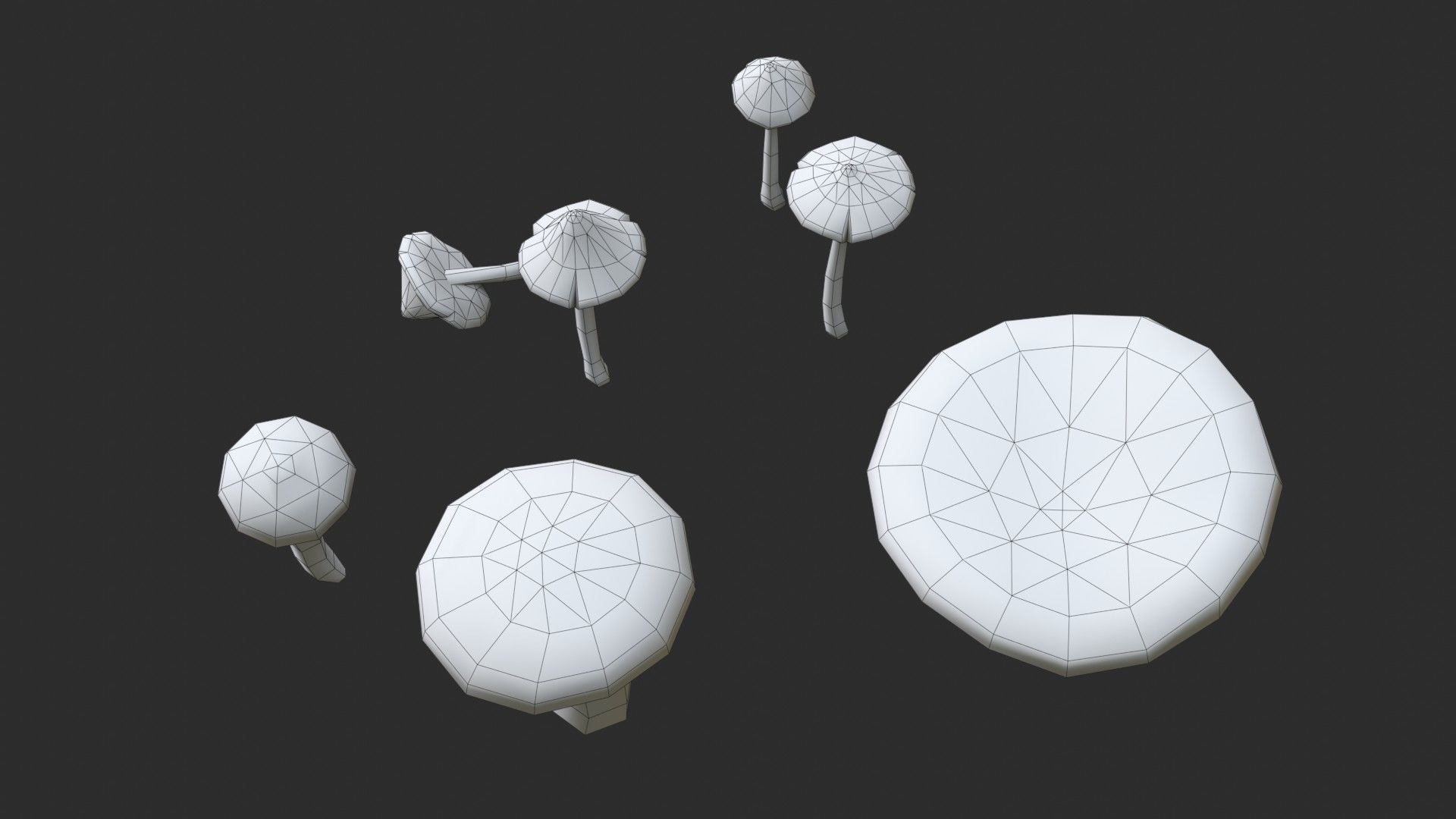 Crimson Waxcap and Witch Hat Mushrooms Set Low-poly 3D model_14