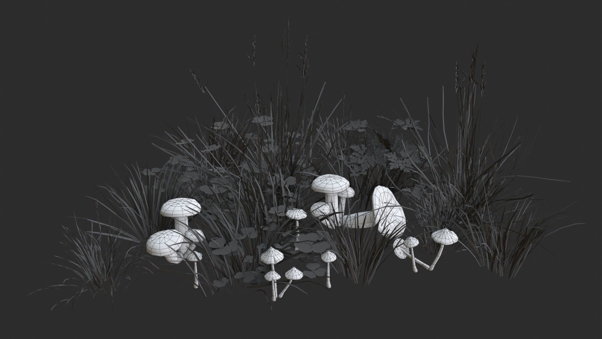 Crimson Waxcap and Witch Hat Mushrooms Set Low-poly 3D model_17