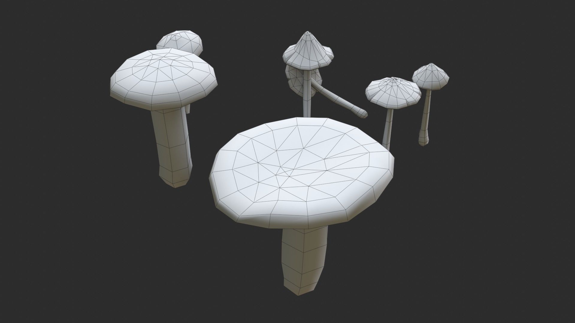 Crimson Waxcap and Witch Hat Mushrooms Set Low-poly 3D model_13