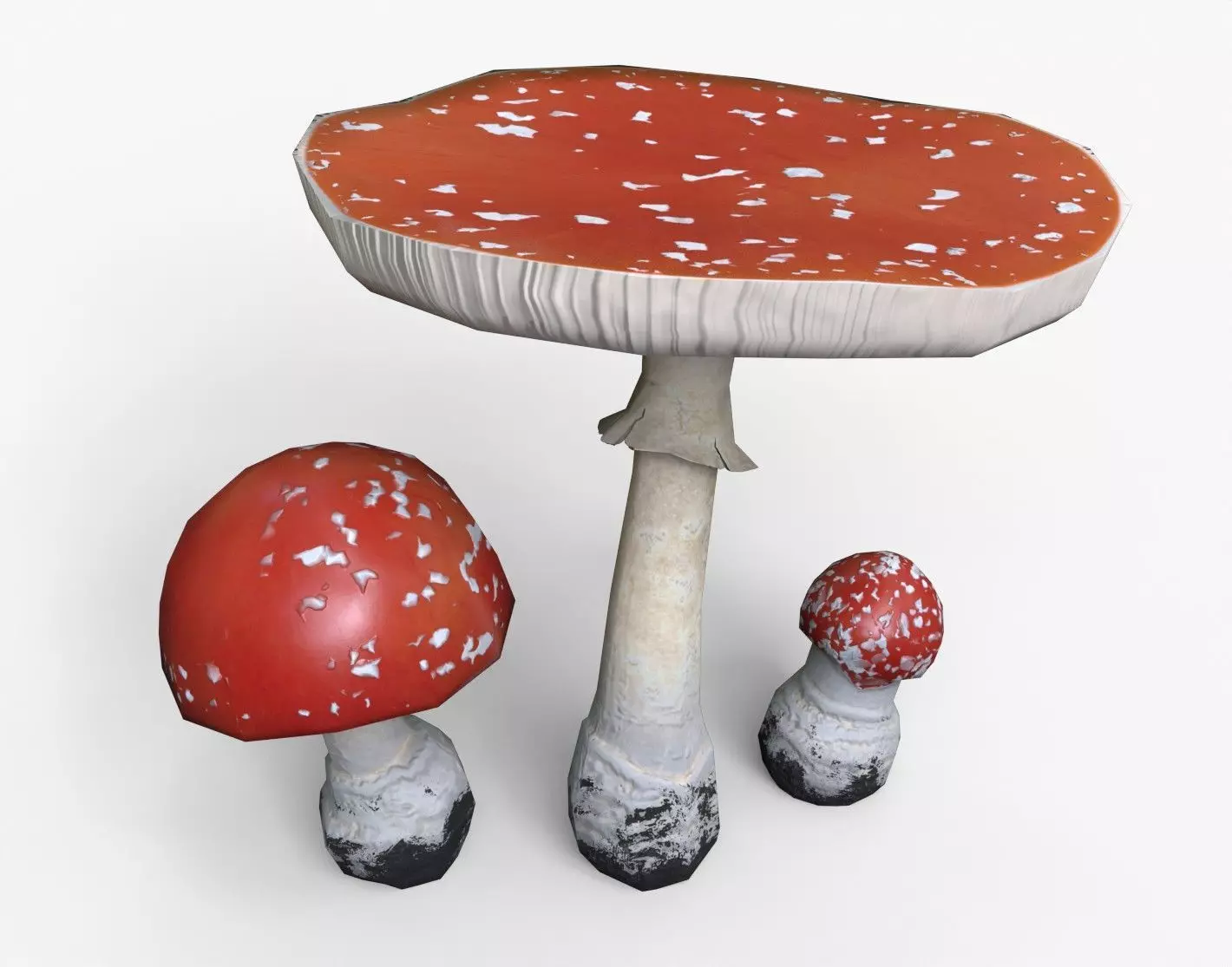 Fly Amanita Set Low-poly 3D model_0