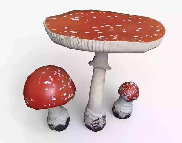 Fly Amanita Set Low-poly 3D model