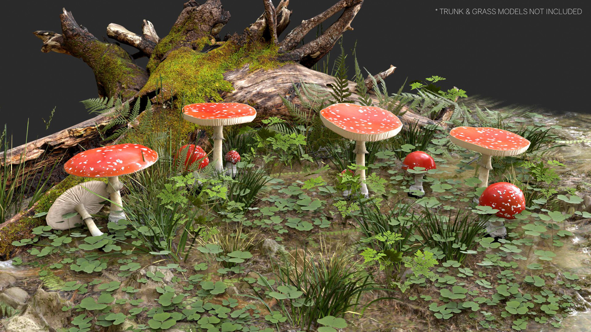 Fly Amanita Set Low-poly 3D model_10