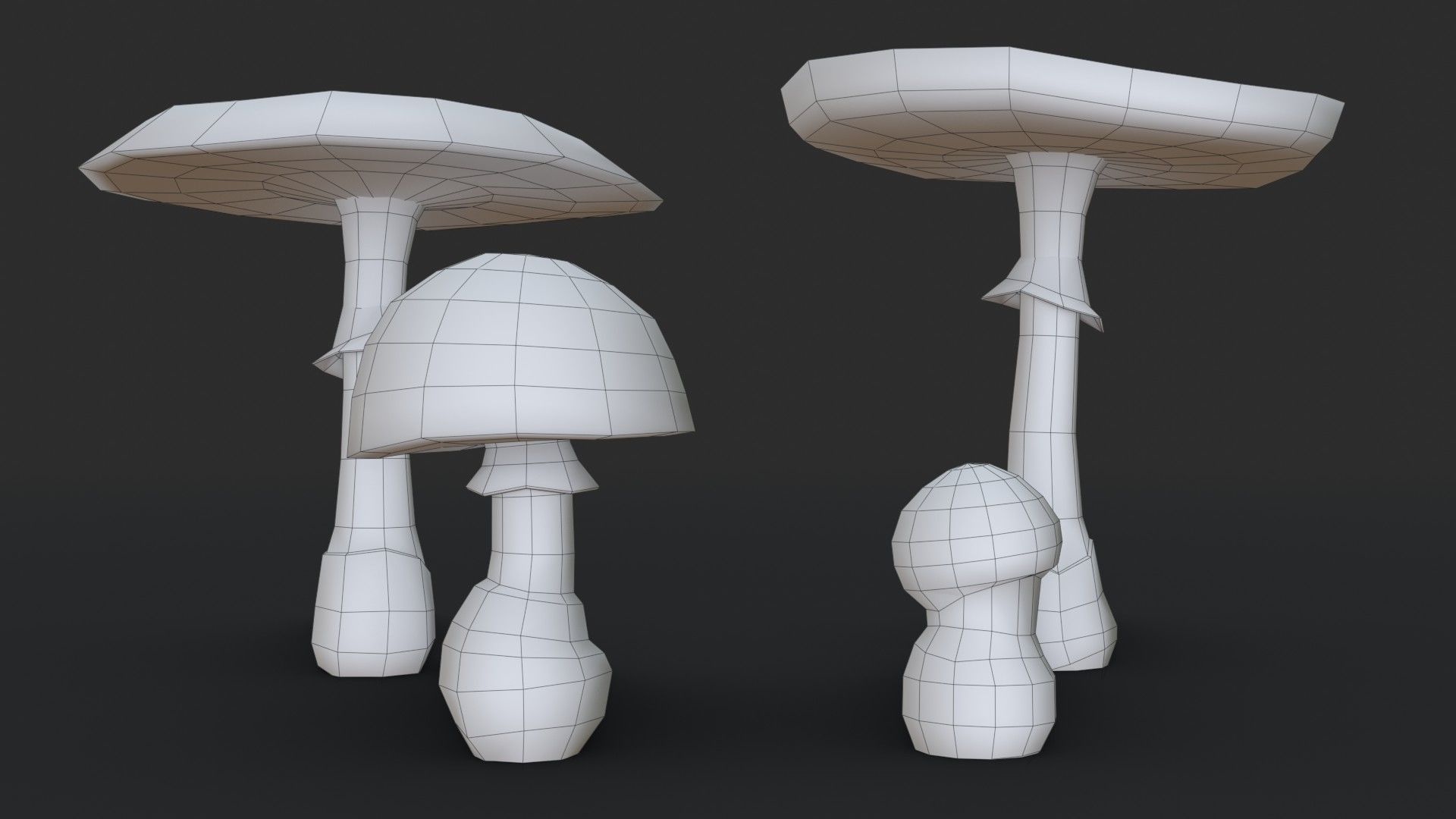 Fly Amanita Set Low-poly 3D model_16