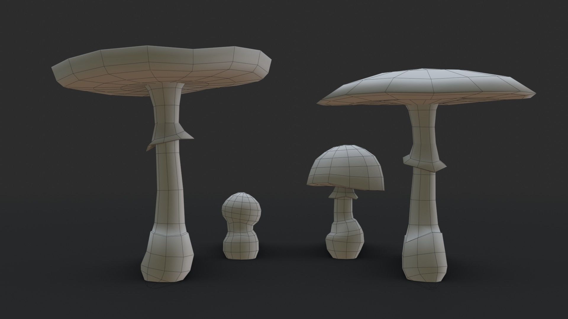 Fly Amanita Set Low-poly 3D model_14