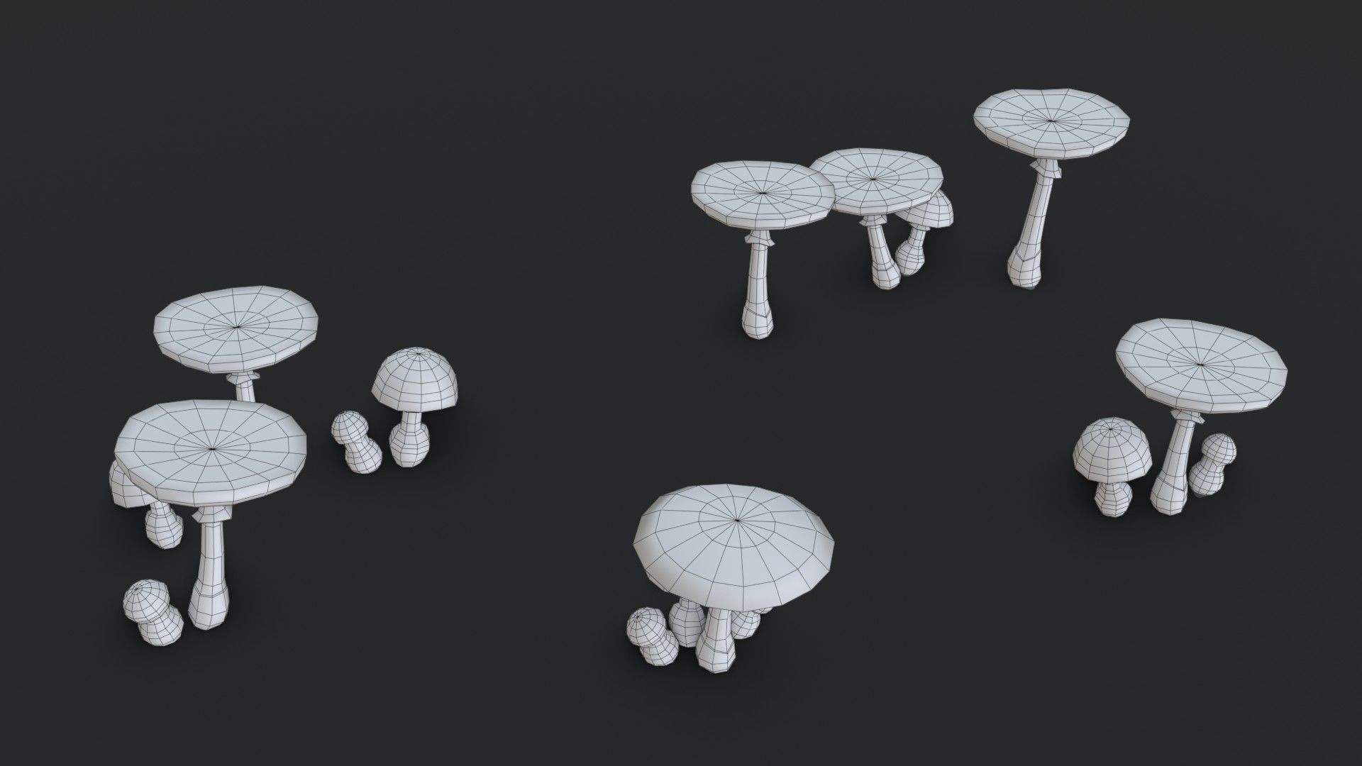 Fly Amanita Set Low-poly 3D model_17