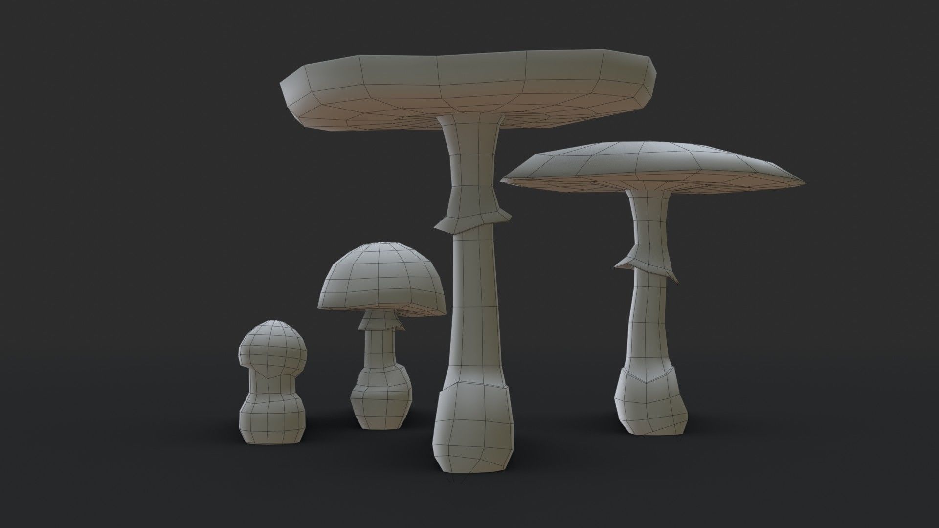 Fly Amanita Set Low-poly 3D model_13
