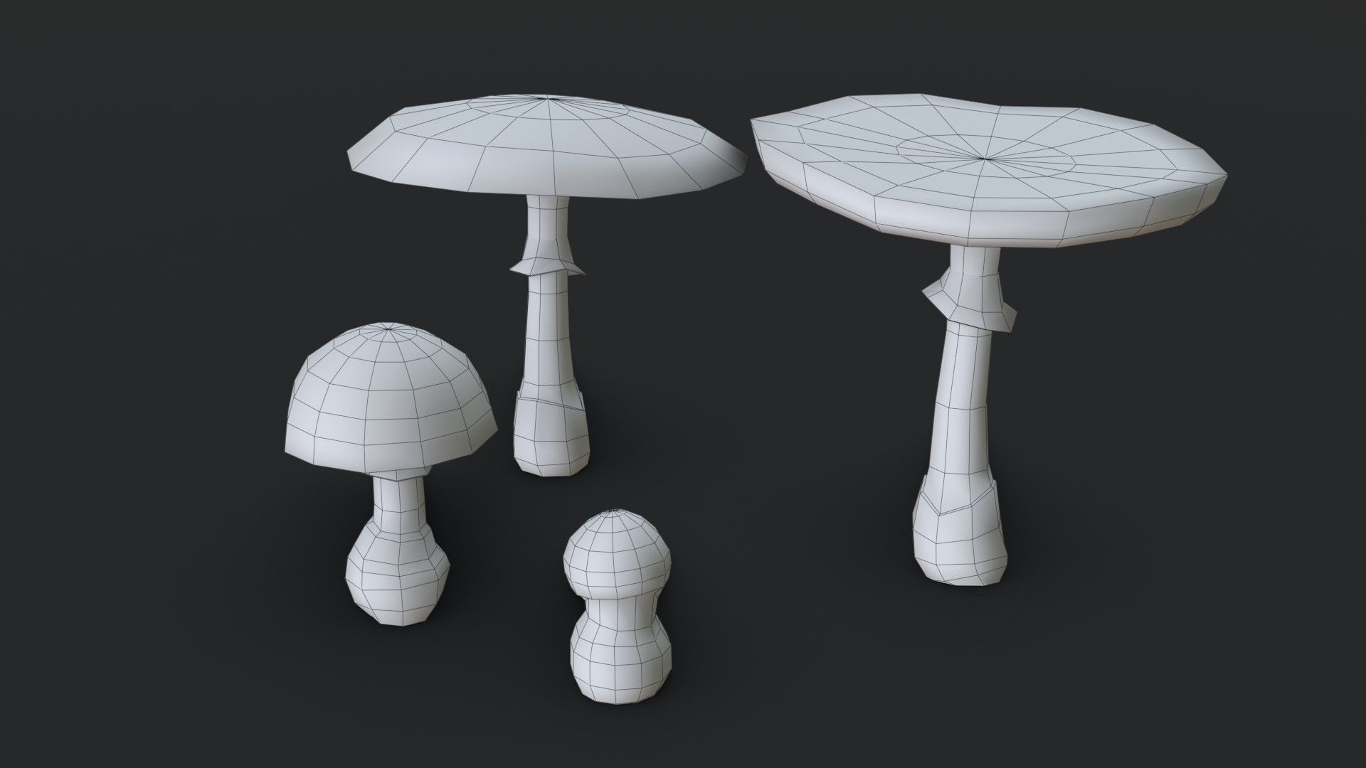 Fly Amanita Set Low-poly 3D model_12