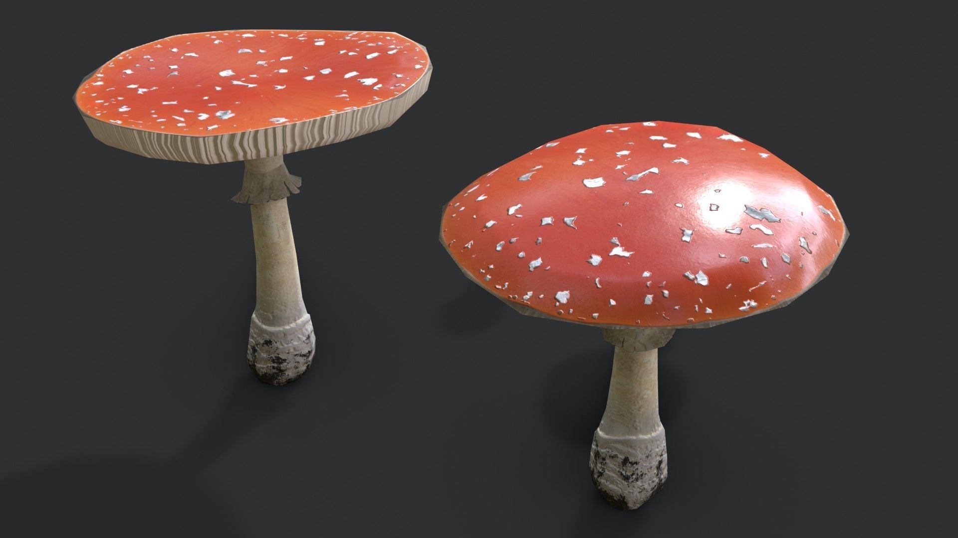Fly Amanita Set Low-poly 3D model_7