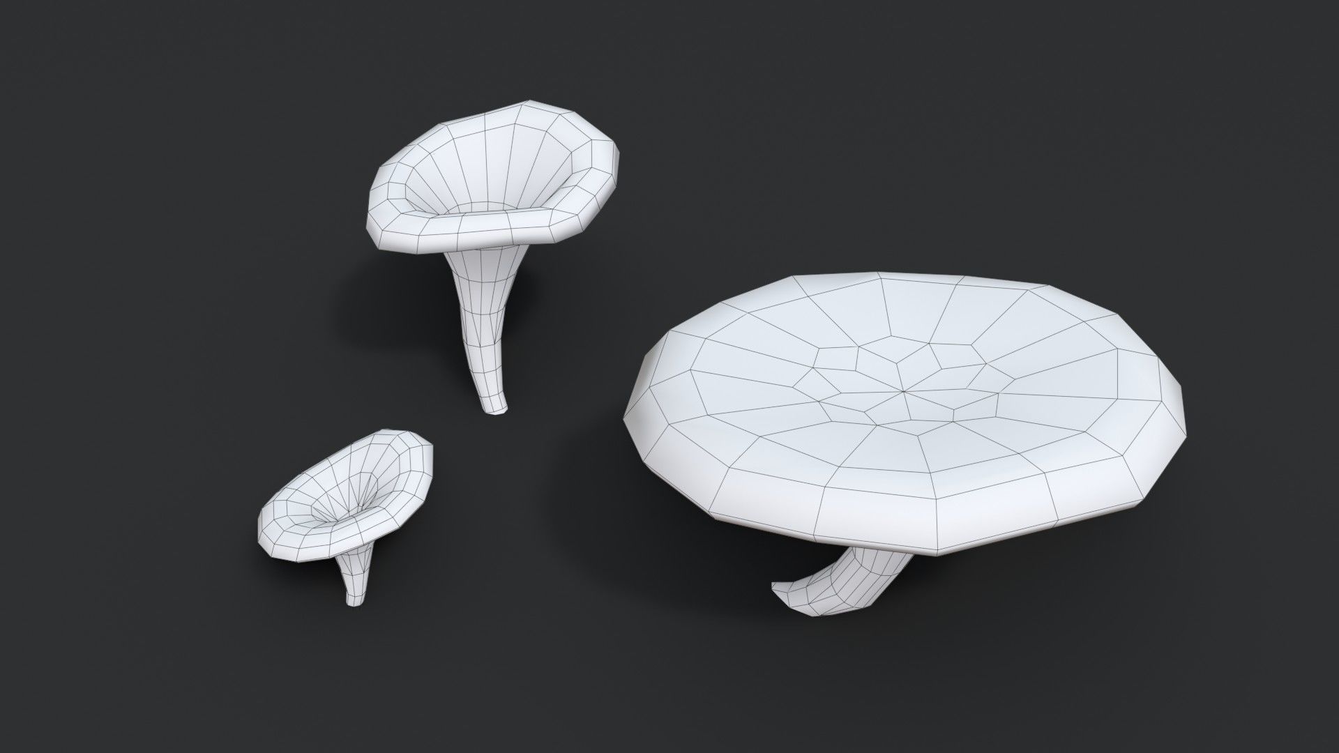 Jack-O-Lantern Mushrooms Set Low-poly 3D model_12