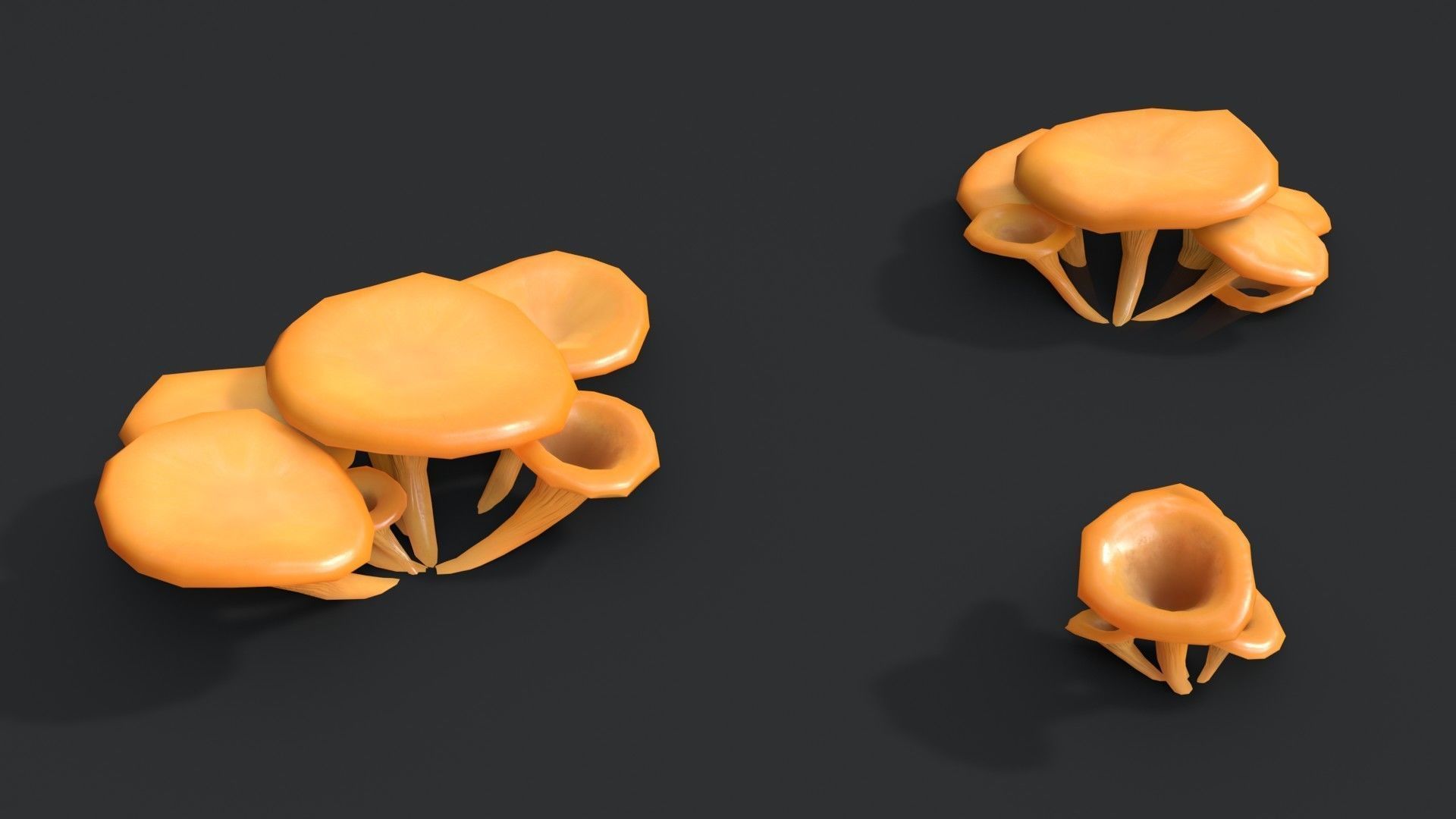 Jack-O-Lantern Mushrooms Set Low-poly 3D model_7