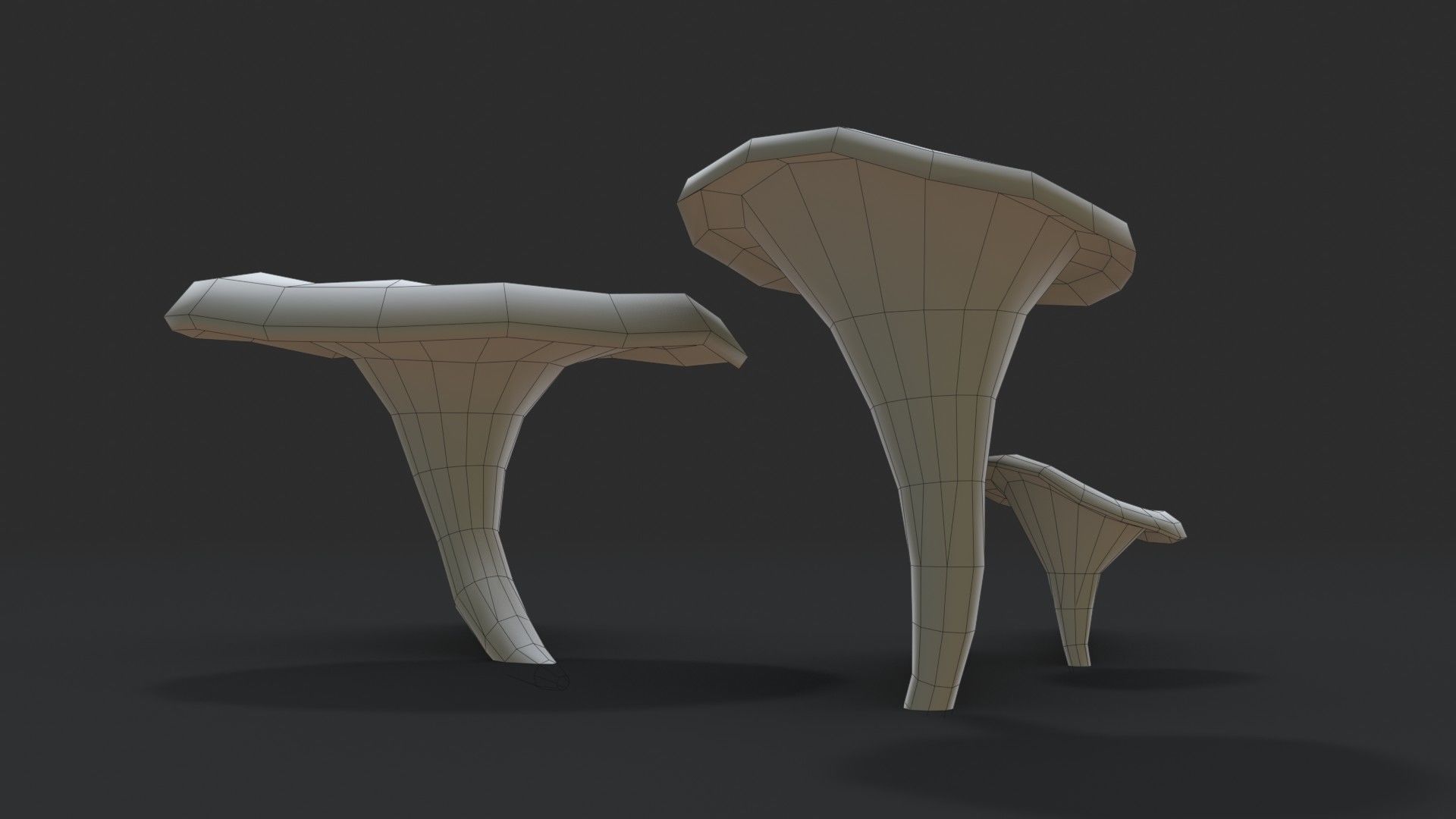 Jack-O-Lantern Mushrooms Set Low-poly 3D model_14
