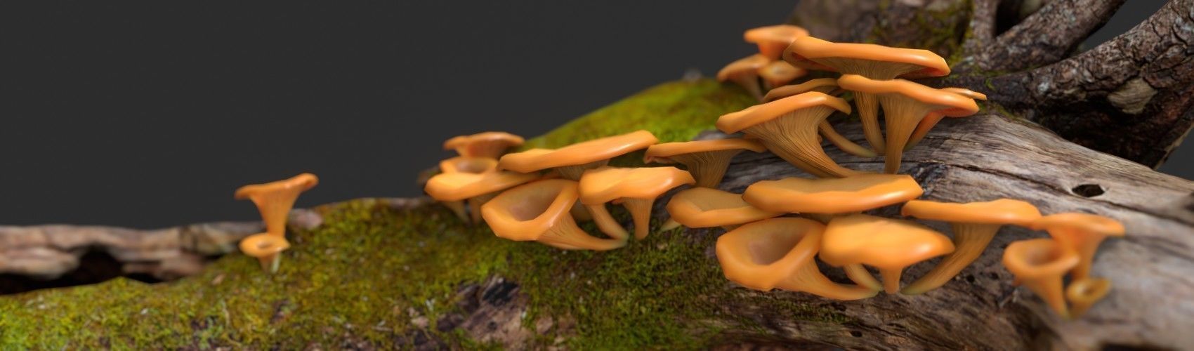 Jack-O-Lantern Mushrooms Set Low-poly 3D model_1