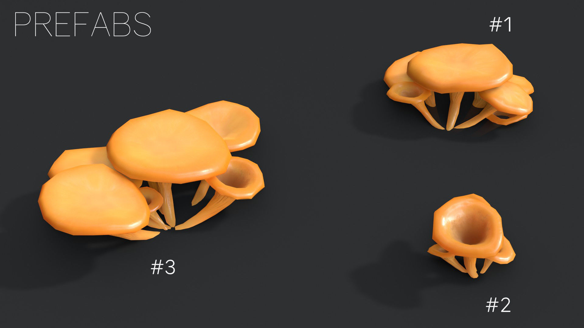 Jack-O-Lantern Mushrooms Set Low-poly 3D model_8