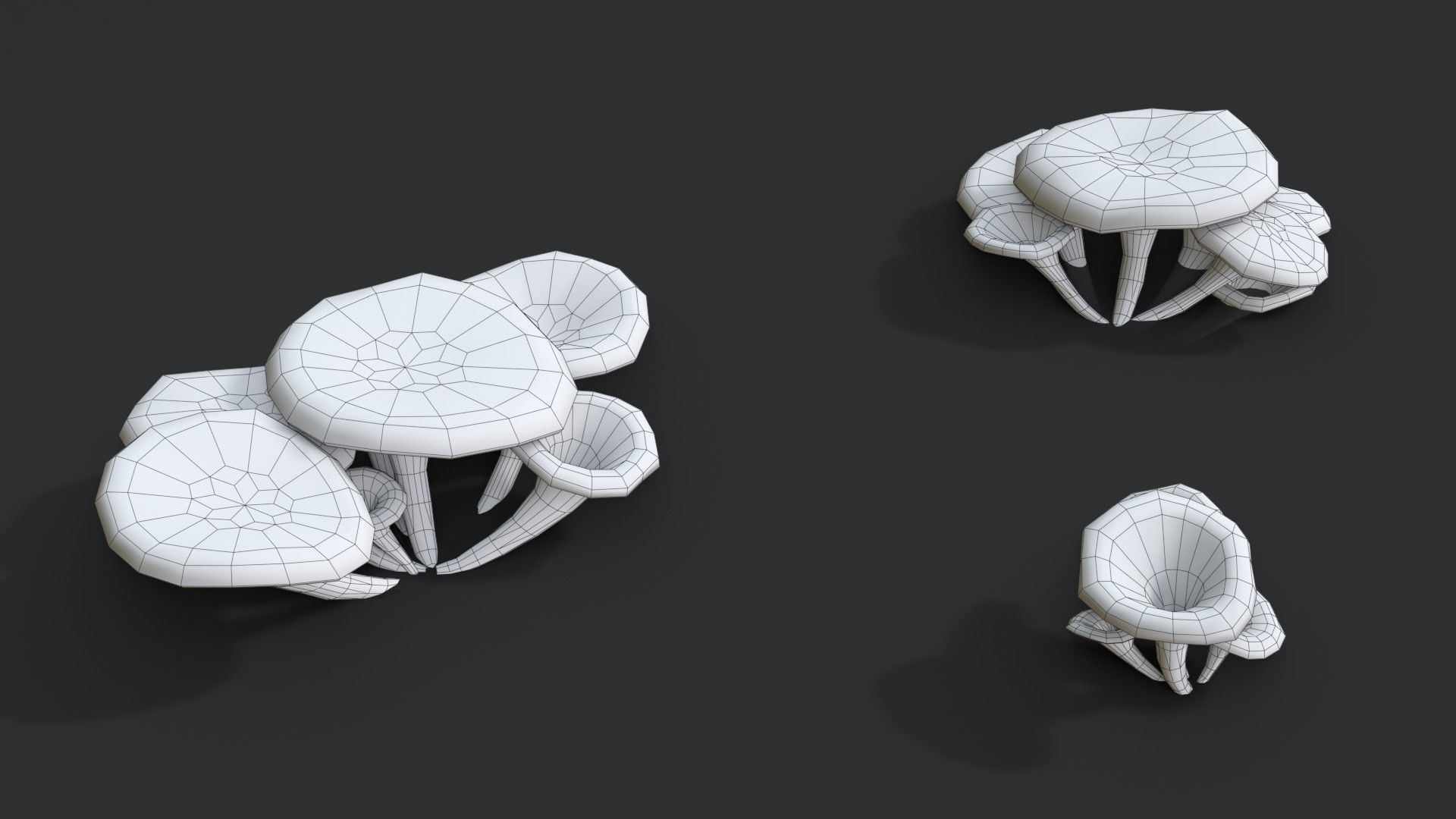 Jack-O-Lantern Mushrooms Set Low-poly 3D model_16