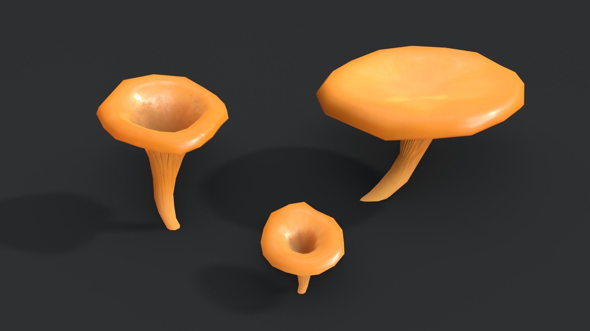 Jack-O-Lantern Mushrooms Set Low-poly 3D model_2