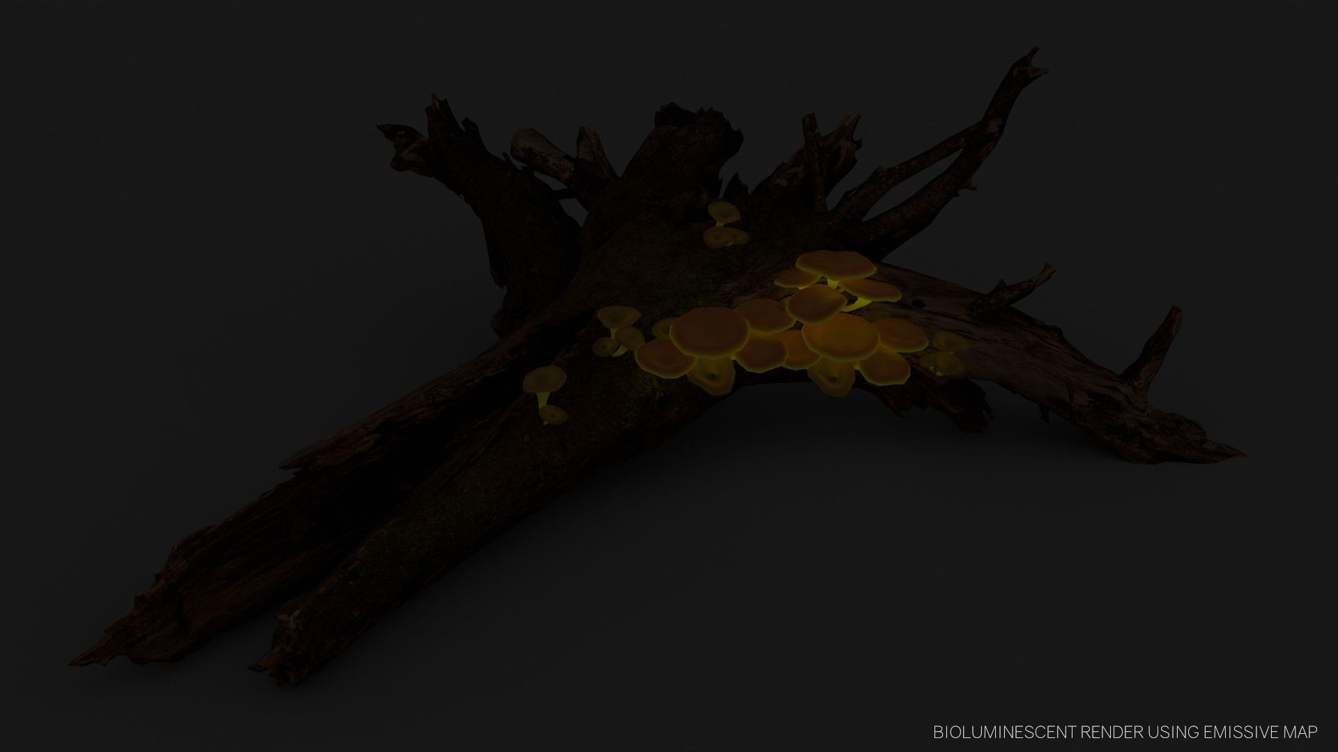 Jack-O-Lantern Mushrooms Set Low-poly 3D model_10