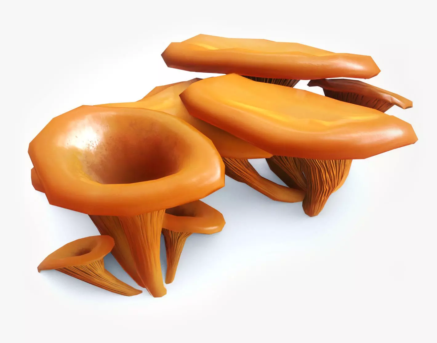 Jack-O-Lantern Mushrooms Set Low-poly 3D model_0