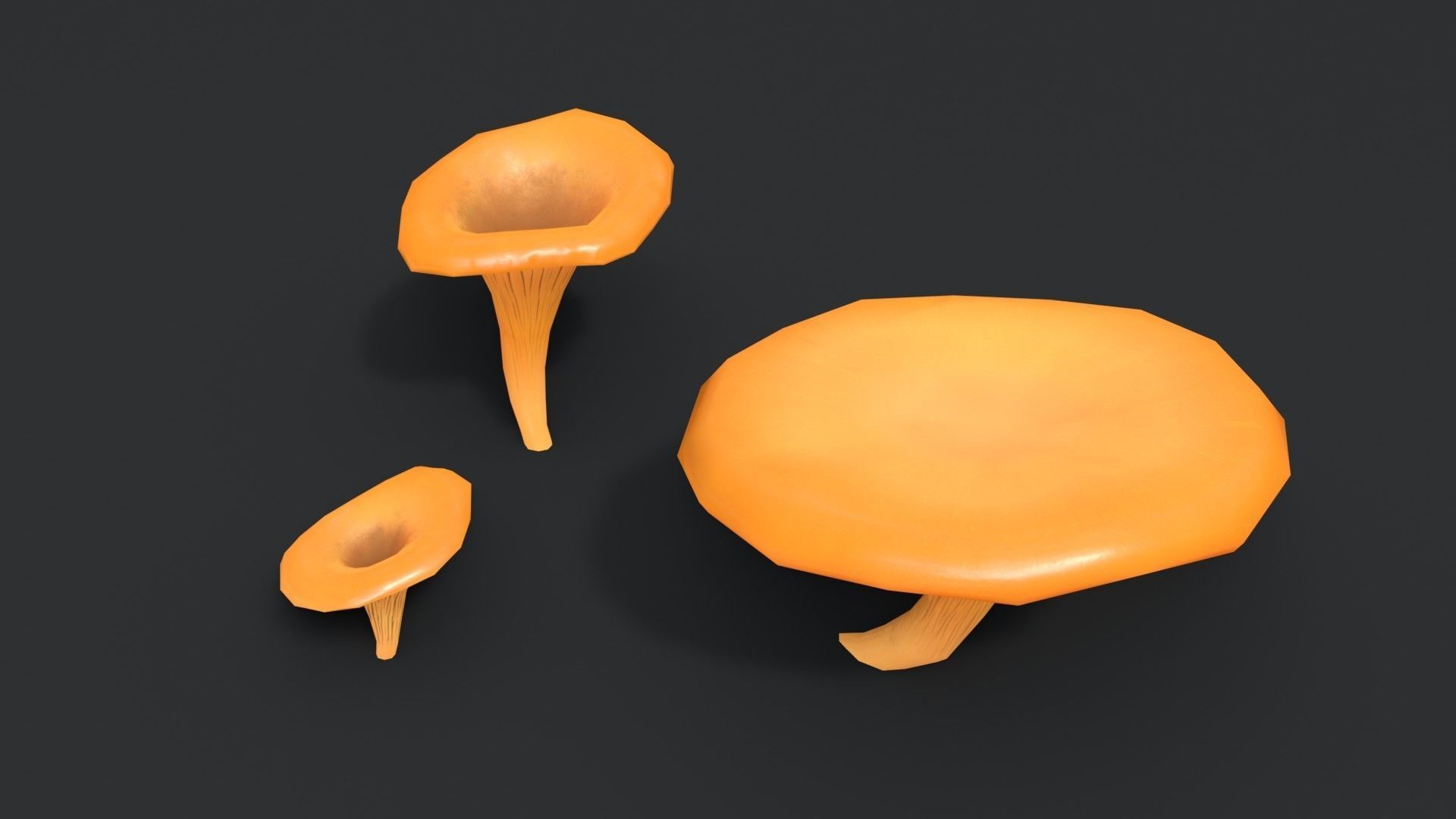 Jack-O-Lantern Mushrooms Set Low-poly 3D model_3
