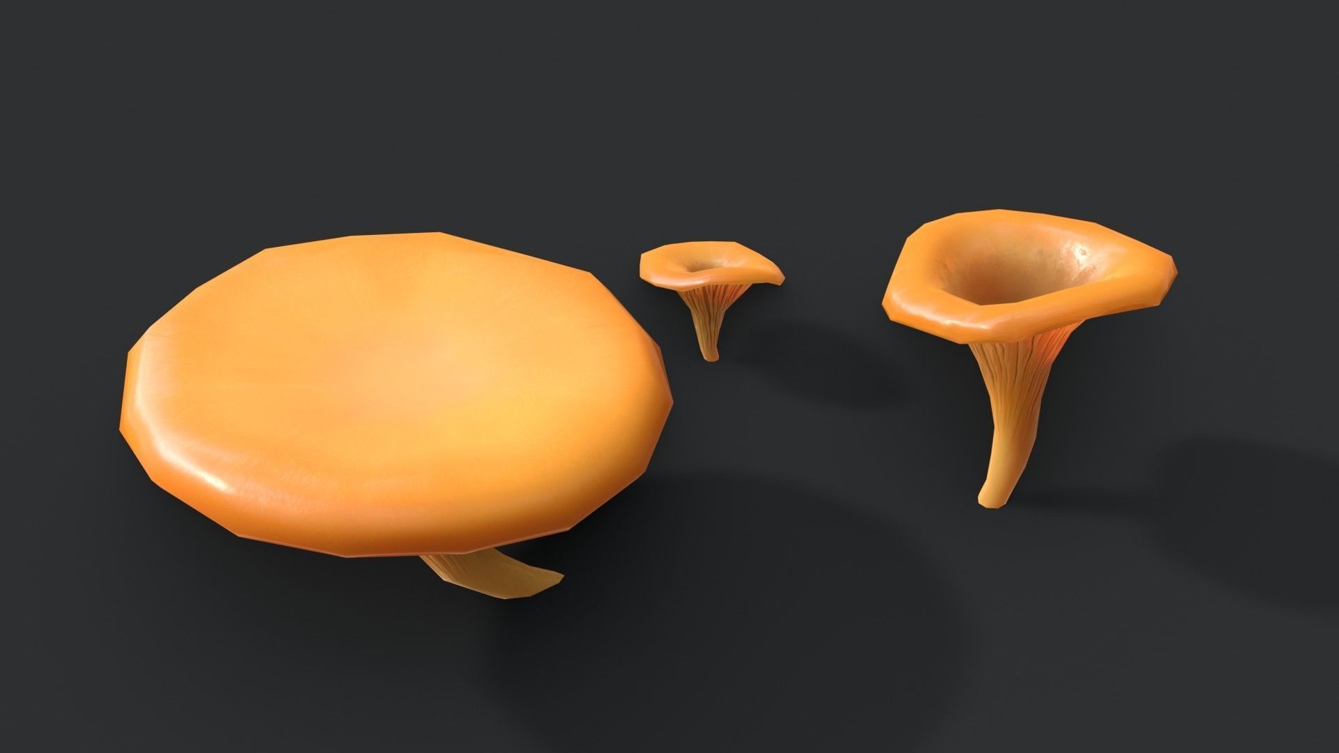 Jack-O-Lantern Mushrooms Set Low-poly 3D model_4