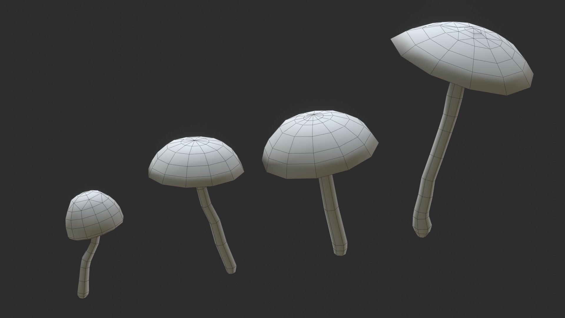 Funeral Bell Mushrooms Set Low-poly 3D model_12