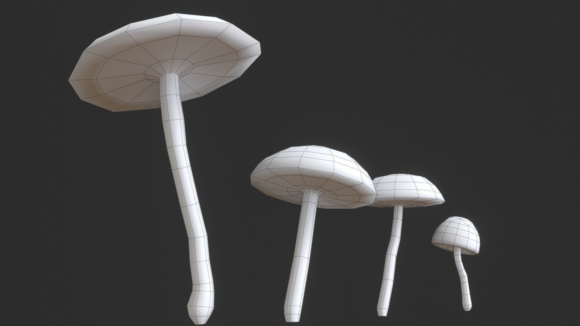 Funeral Bell Mushrooms Set Low-poly 3D model_14