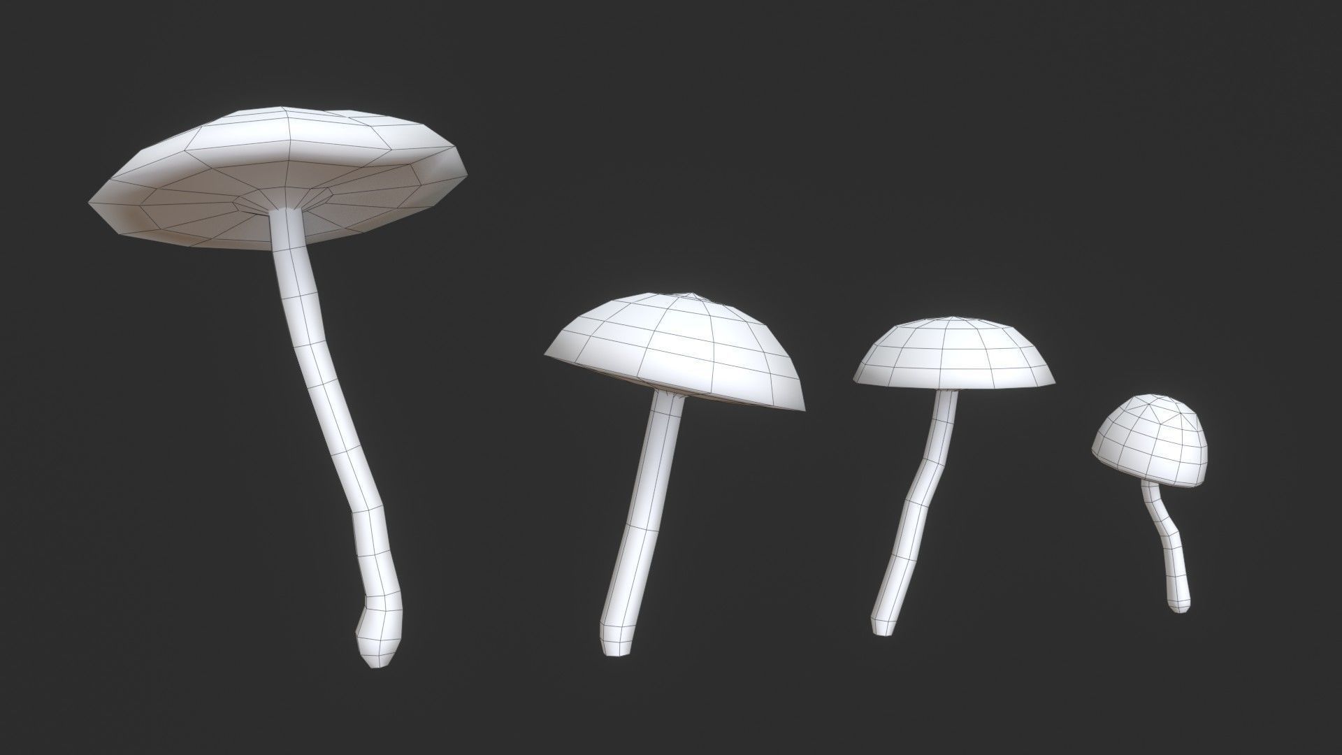 Funeral Bell Mushrooms Set Low-poly 3D model_10