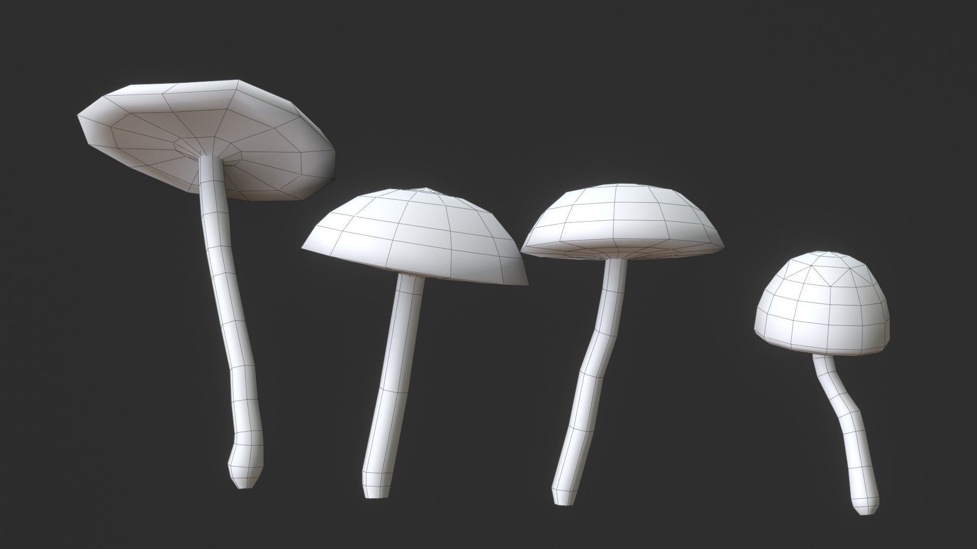 Funeral Bell Mushrooms Set Low-poly 3D model_11