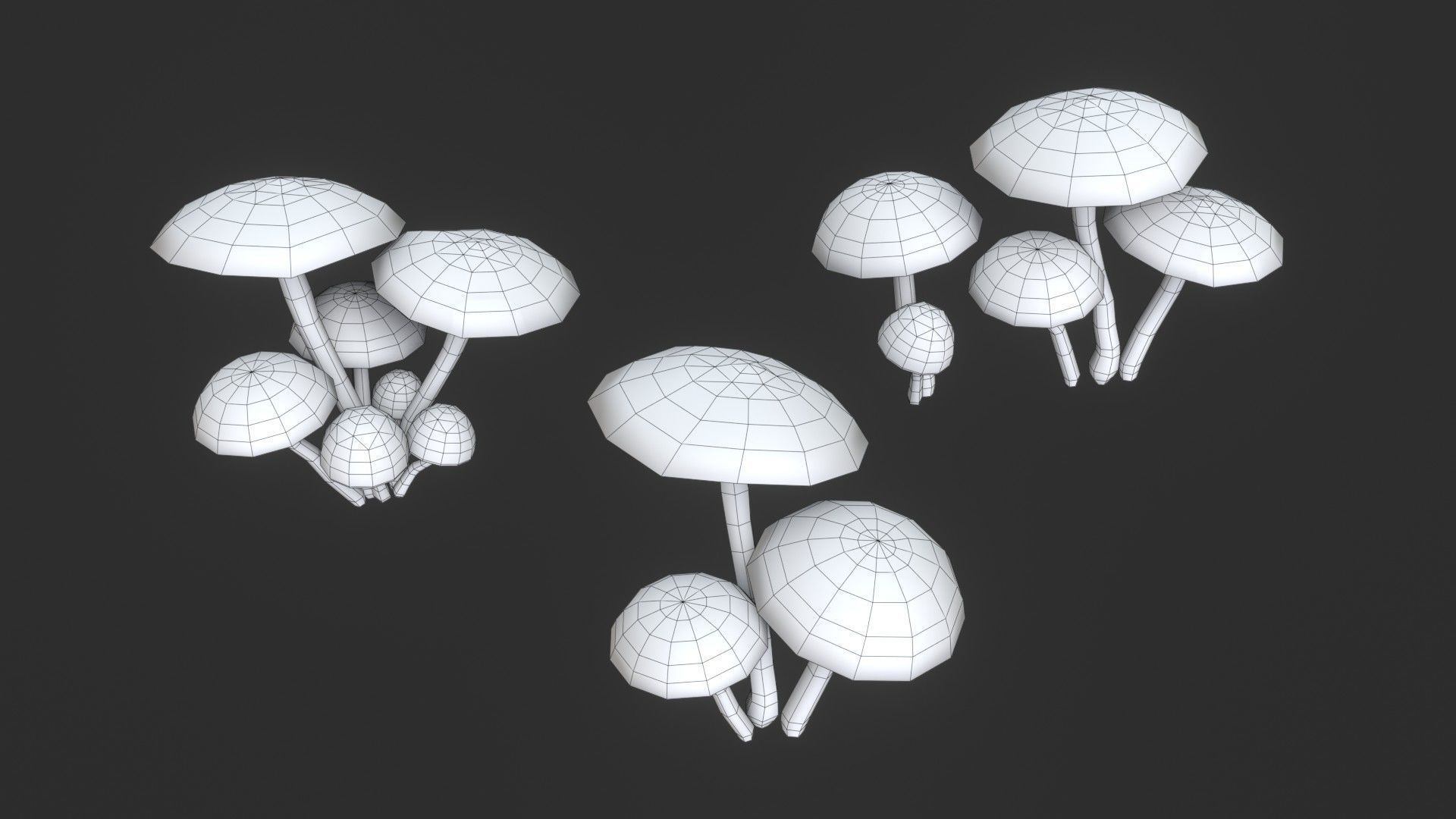 Funeral Bell Mushrooms Set Low-poly 3D model_15