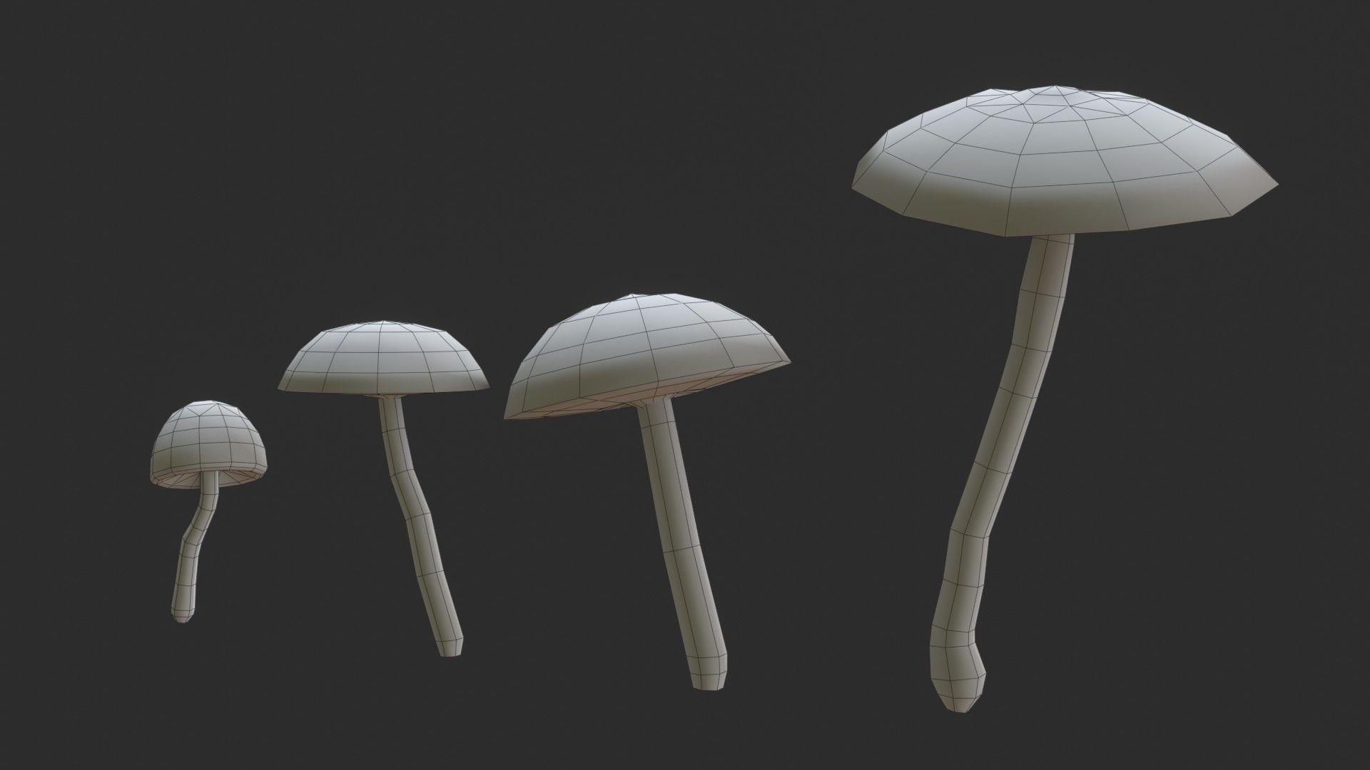Funeral Bell Mushrooms Set Low-poly 3D model_13