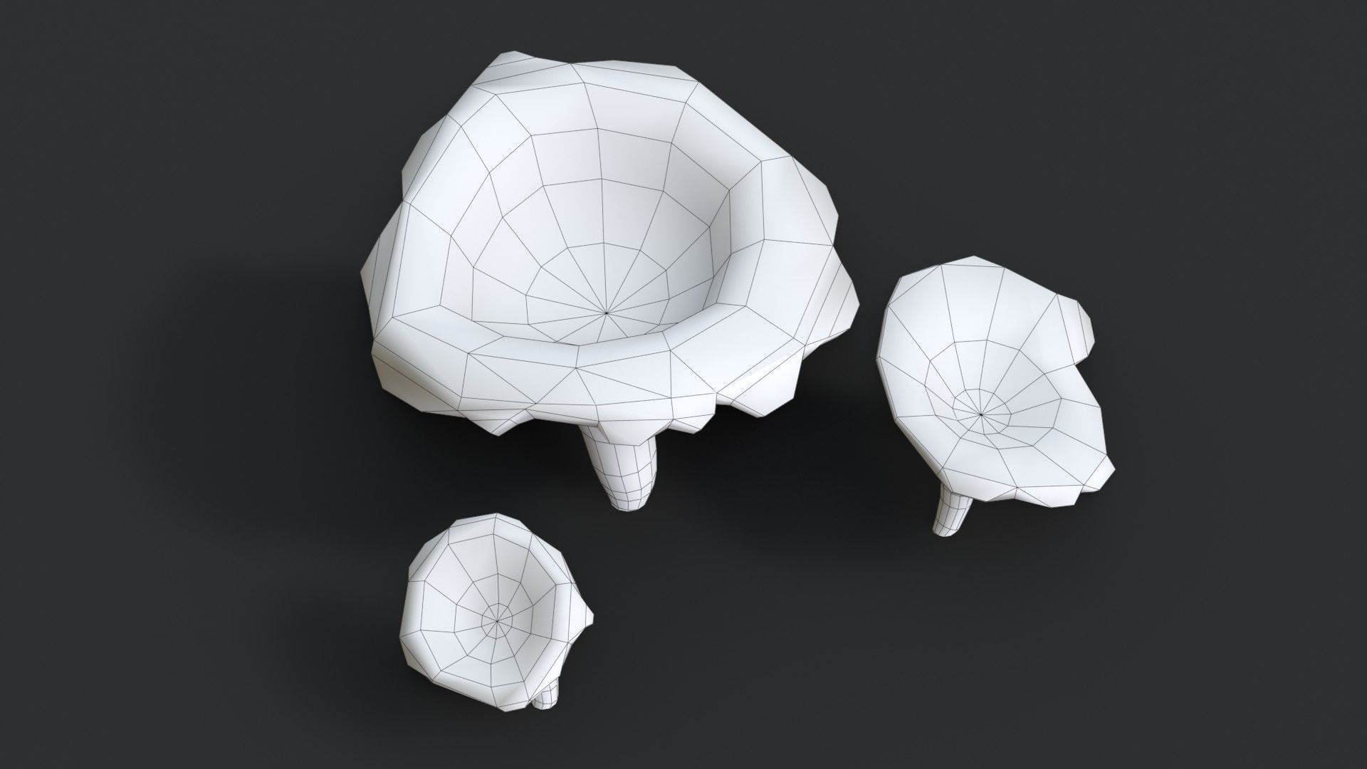 Golden Chanterelle Mushroom Set Low-poly 3D model_14