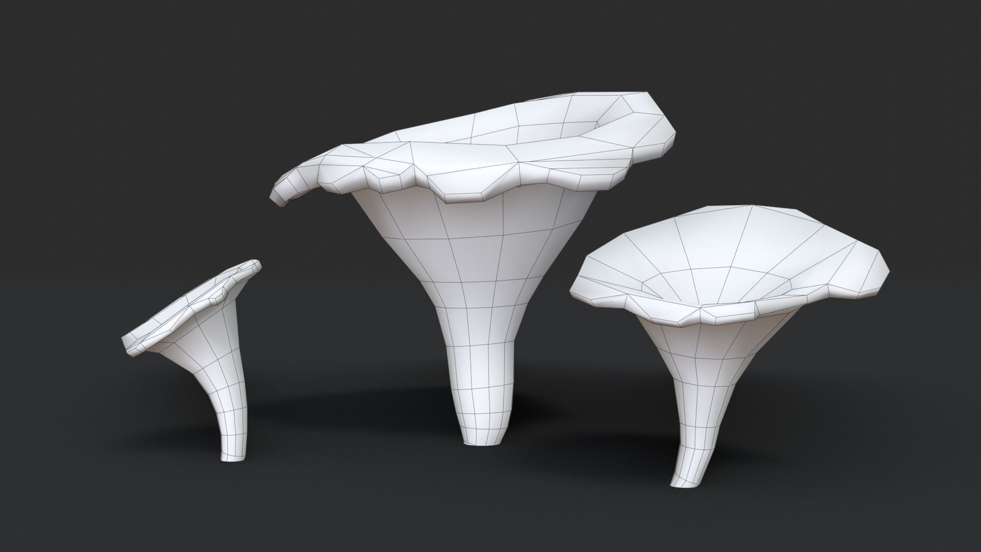 Golden Chanterelle Mushroom Set Low-poly 3D model_11