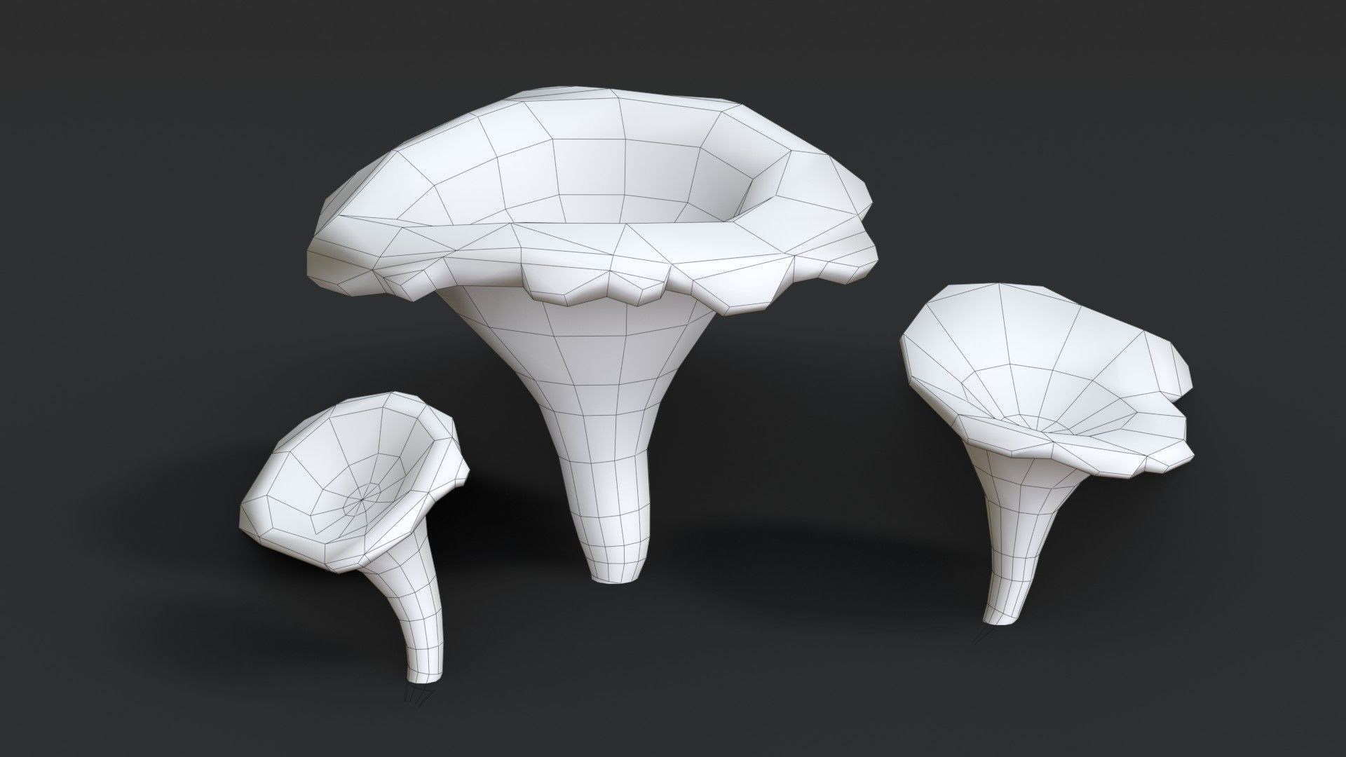 Golden Chanterelle Mushroom Set Low-poly 3D model_10
