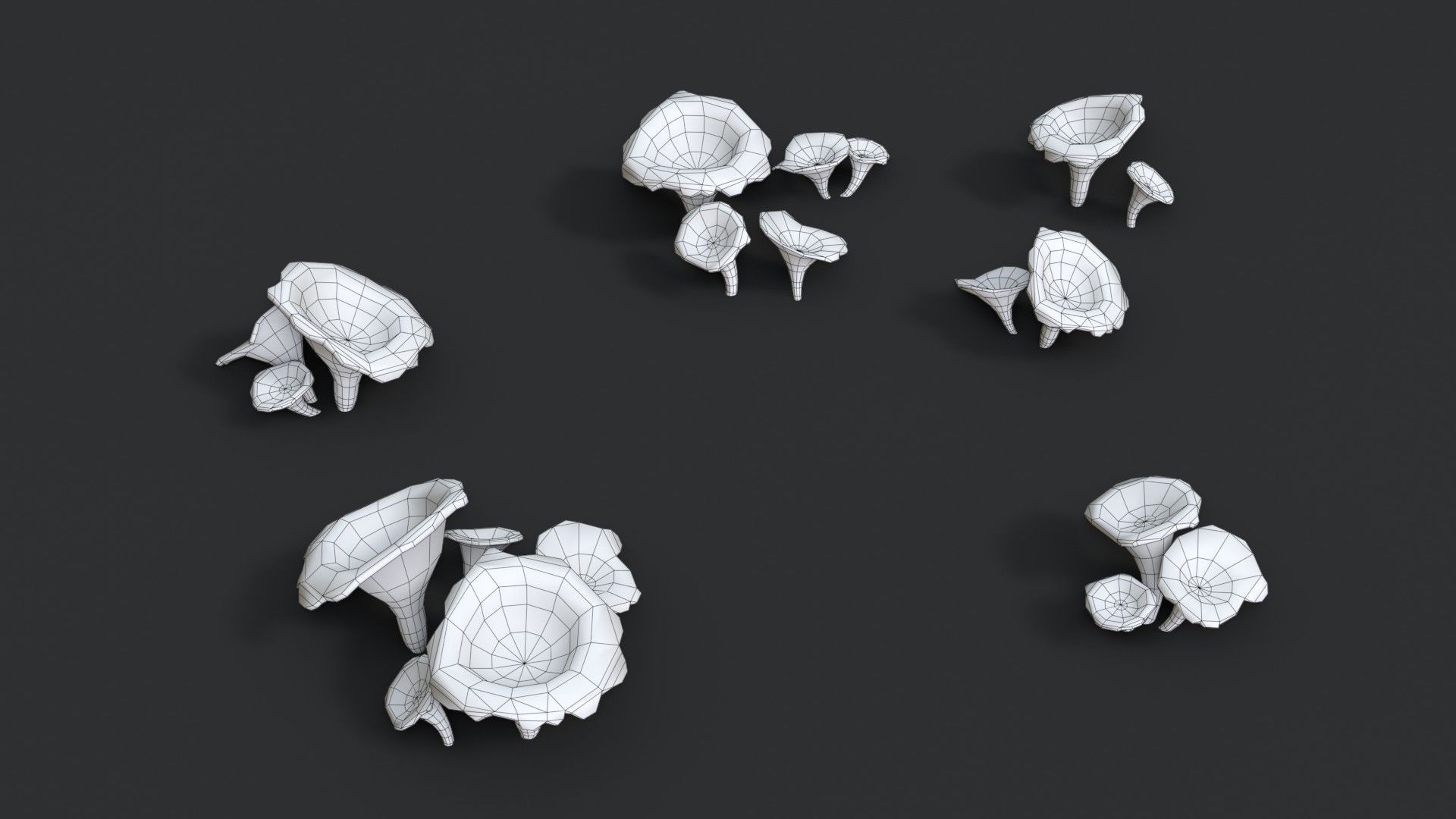 Golden Chanterelle Mushroom Set Low-poly 3D model_15