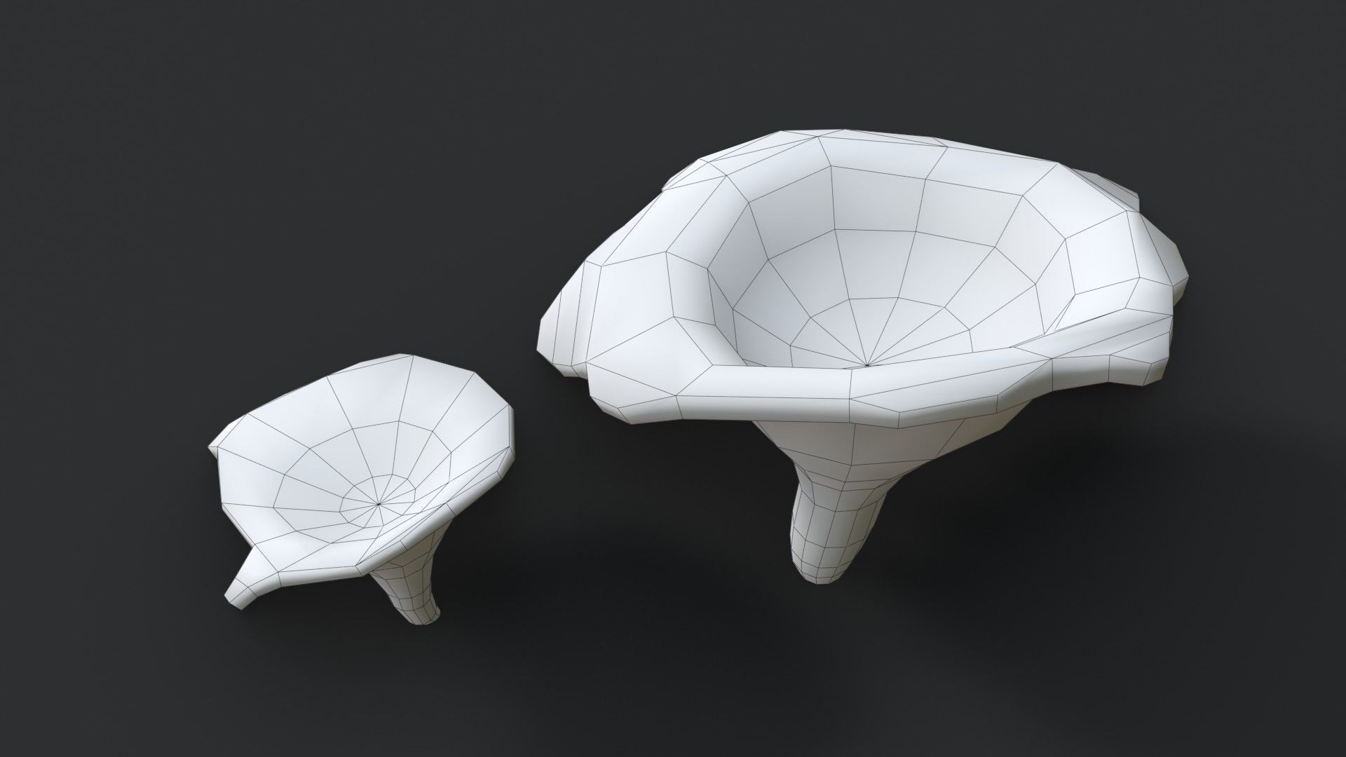 Golden Chanterelle Mushroom Set Low-poly 3D model_12