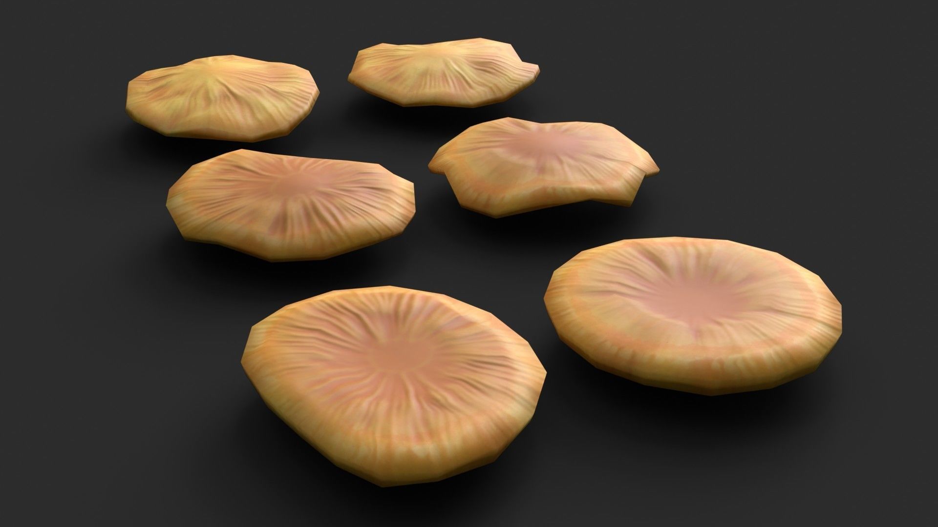 Crab-of-the-woods Mushrooms Set Low-poly 3D model_6