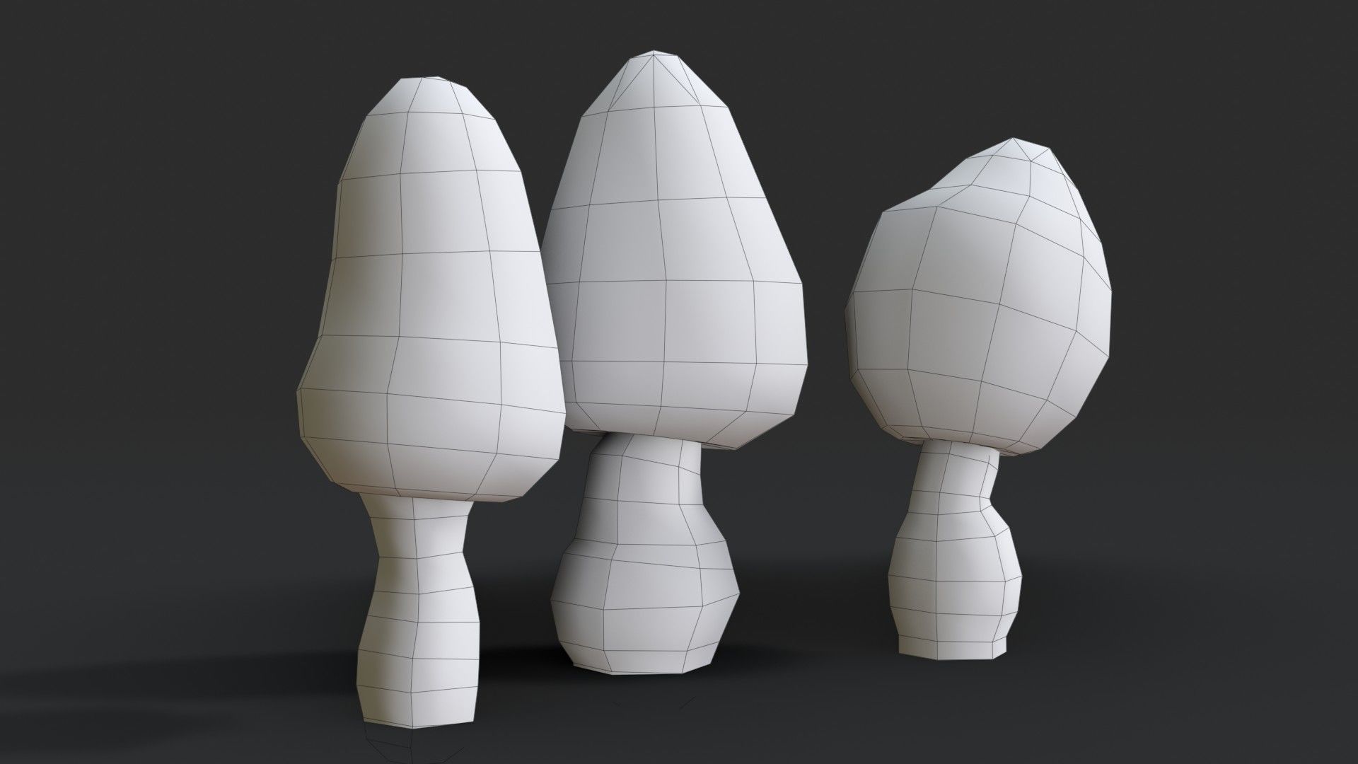 Morel Mushroom Set Low-poly 3D model_12
