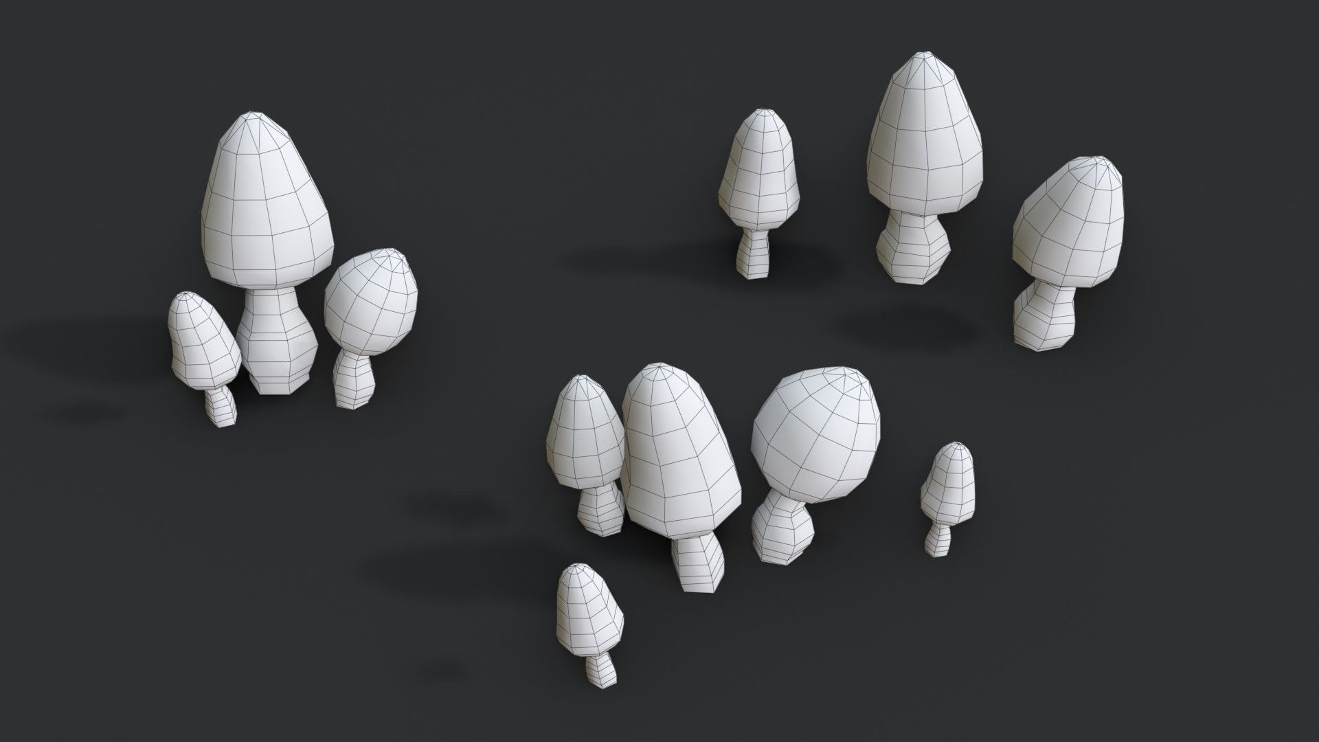 Morel Mushroom Set Low-poly 3D model_17