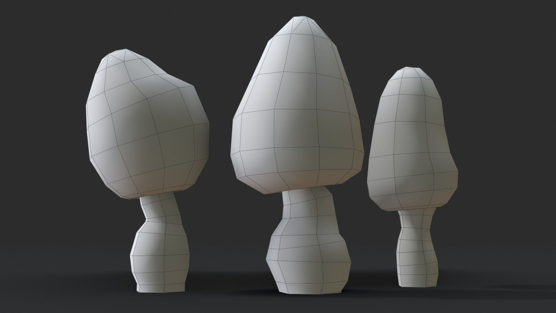 Morel Mushroom Set Low-poly 3D model_14