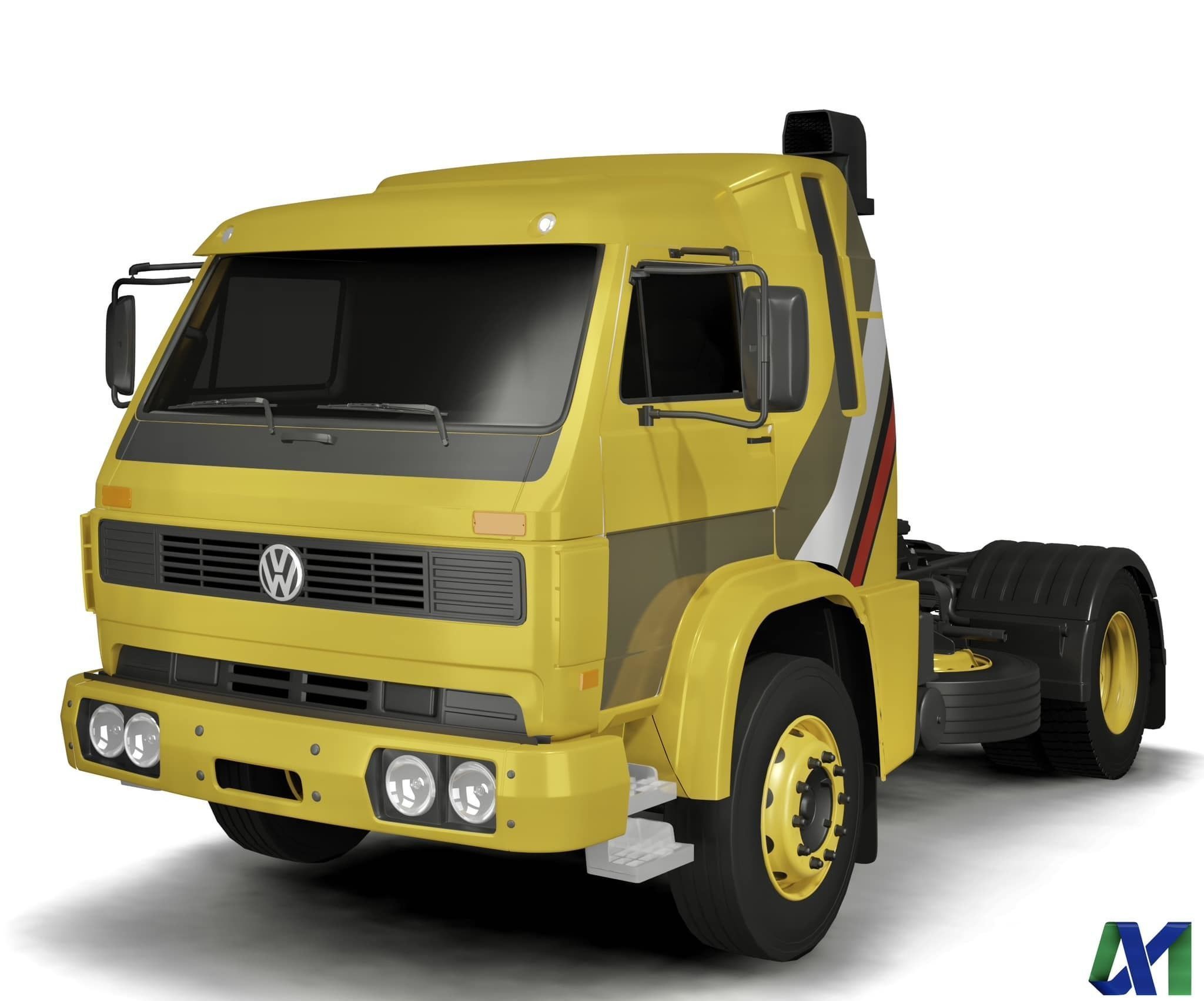 Pack 50 complete trucks Low-poly 3D model_54