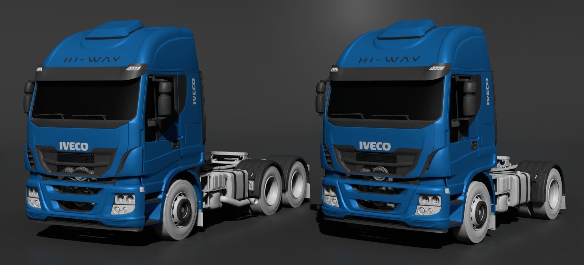 Pack 50 complete trucks Low-poly 3D model_1