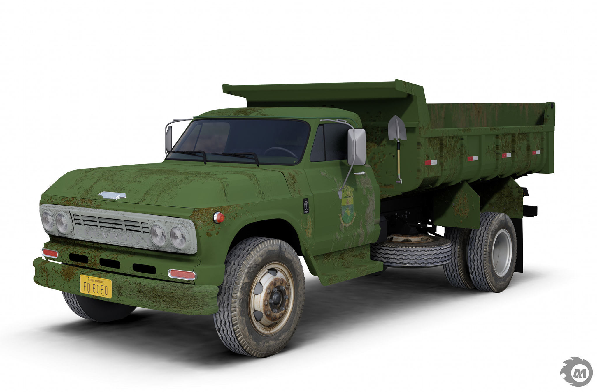 Pack 50 complete trucks Low-poly 3D model_36