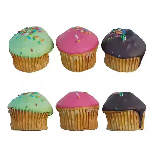 Cupcake cupcakes with icing and sprinkles 3D model