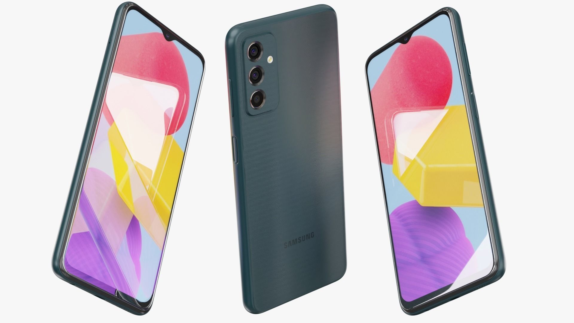Samsung Galaxy M13 Deep Green Low-poly 3D model_4