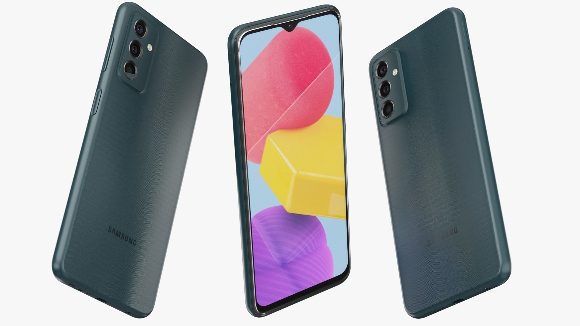 Samsung Galaxy M13 Deep Green Low-poly 3D model_3