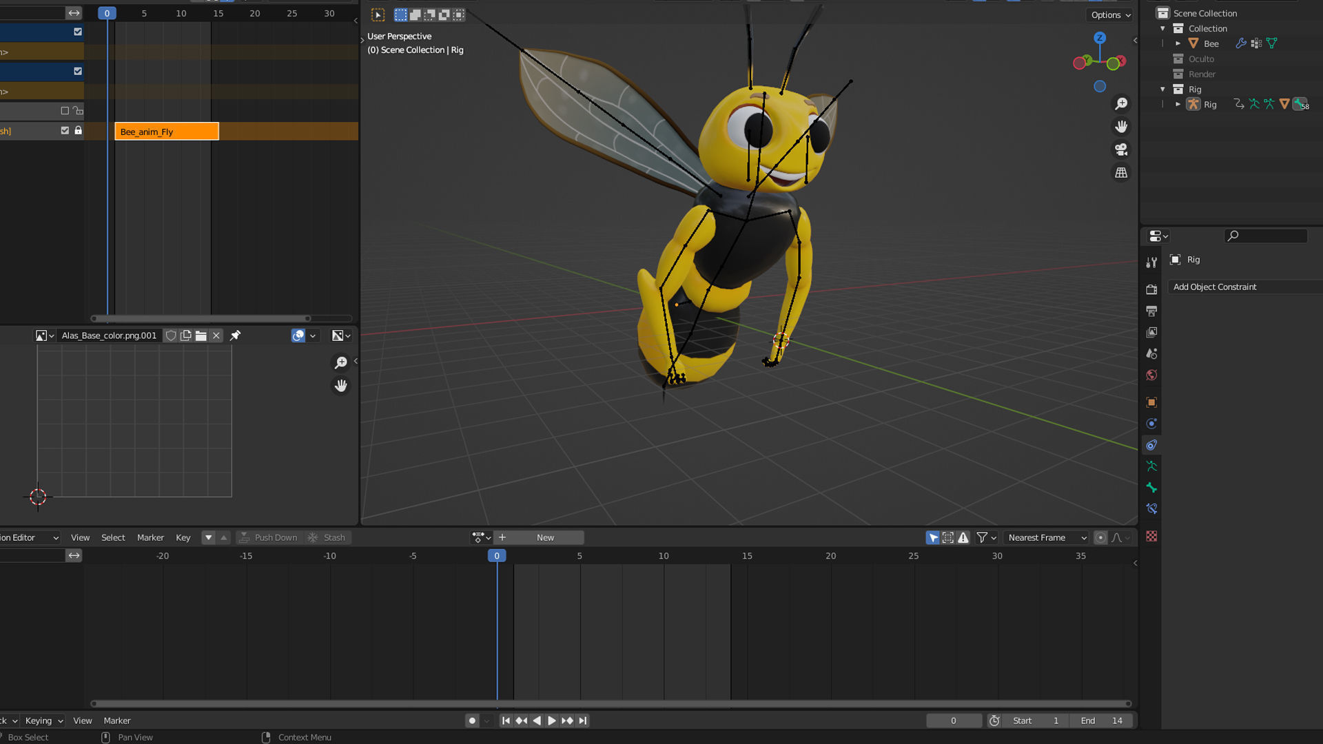 Cute Bee Character 3D model with Animation Low-poly 3D model_5